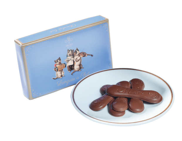 Milk chocolate and caramel cat tongues