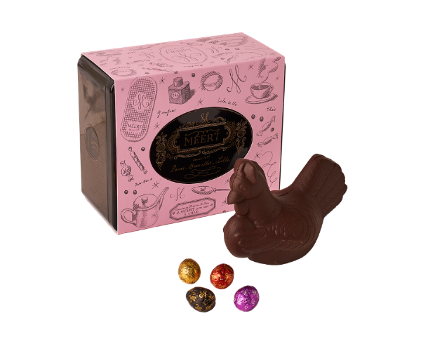 Poule de Pâques garnie - Noir (coffret métal)
